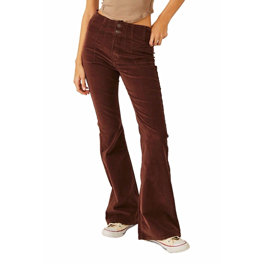 We the free people Jayde Seamed Corduroy Flare Pants brown 28 (medium)